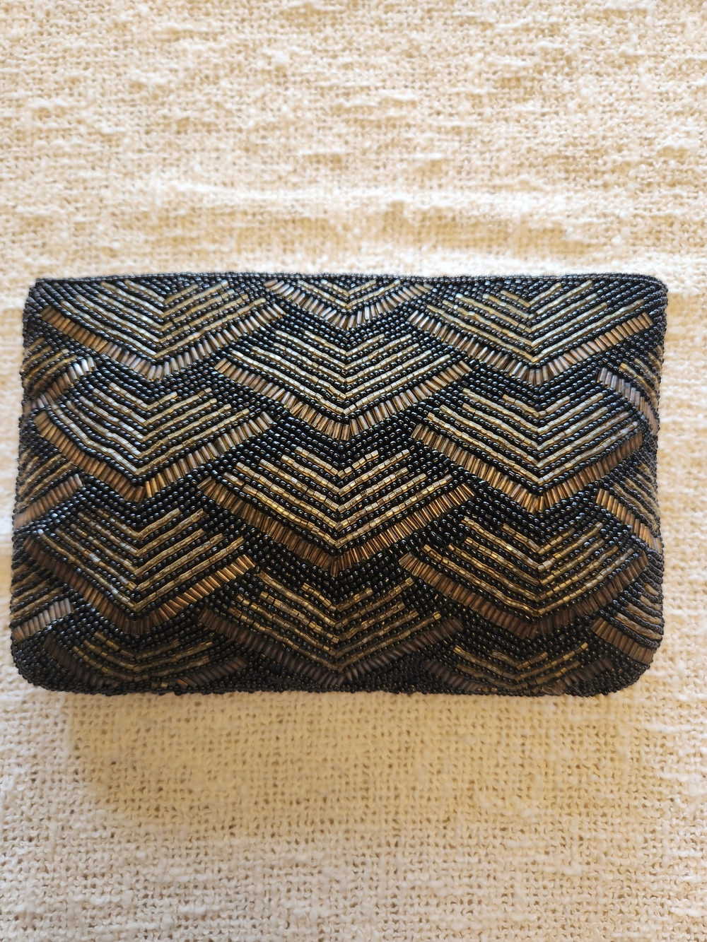 Beaded Black and Gold Evening Clutch